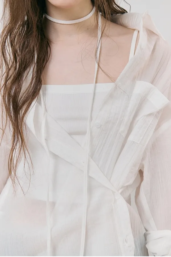 Side Button Strap Shirt, White