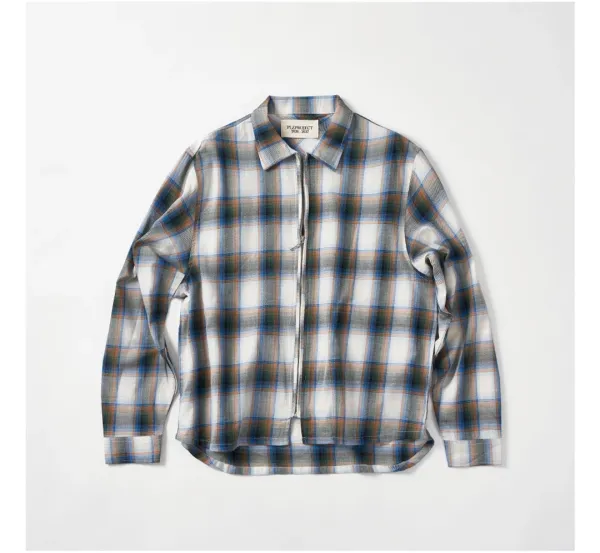 [PLZPROJECT]PORTLER CHECK ZIP-UP SHIRT, BLUE