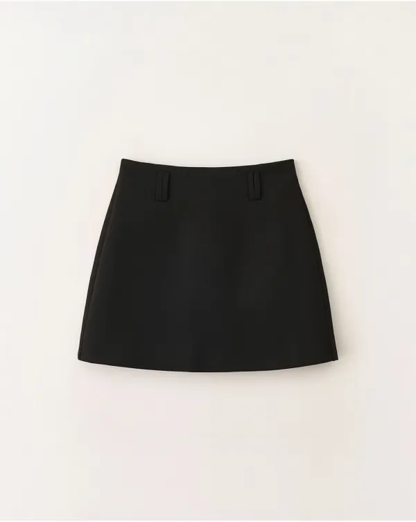 Minimal A-line belt mini skirt_Black