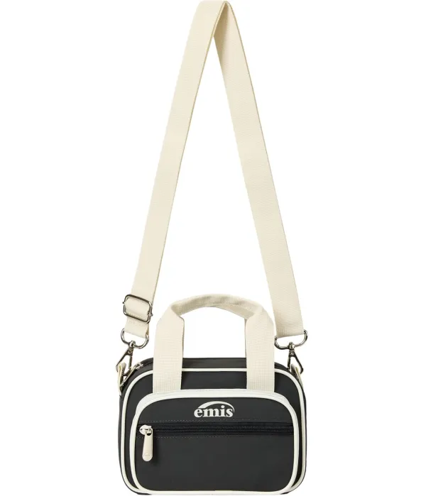 NYLON COLOR-BLOCK MINI CROSS BAG-CHARCOAL