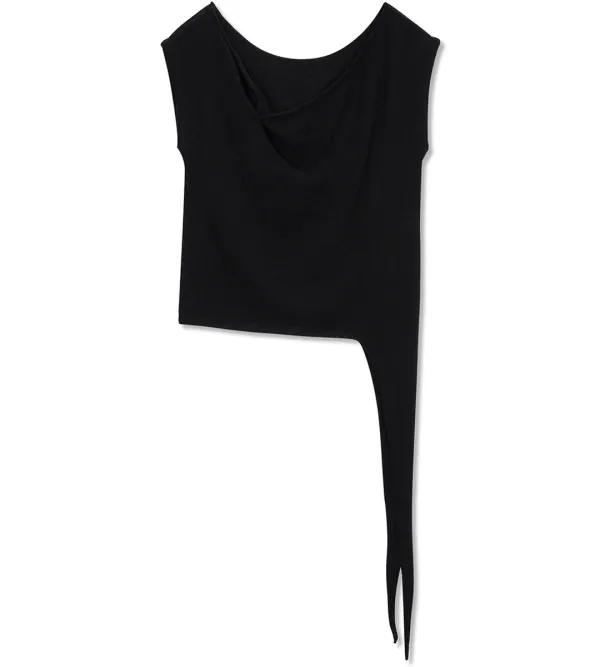 Off-Shoulder Strap Vest_(Black)