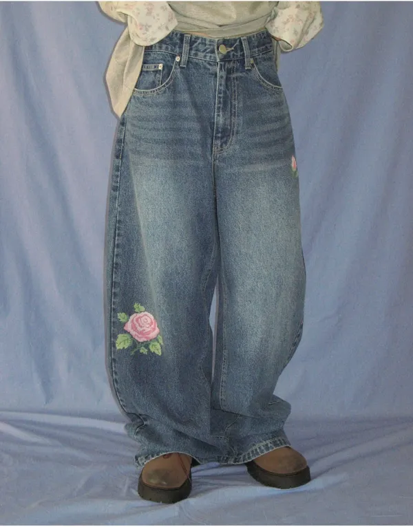 ROSE POINT DENIM PANTS MEDIUM BLUE
