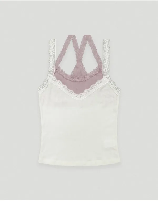 Karo double lace top - ivory