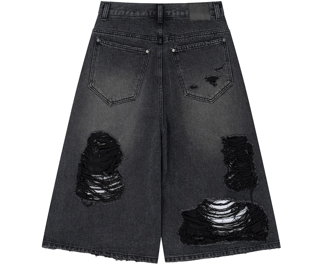트리밍버드 Scratch Damage Denim Shorts [ Black ] 상품 이미지 3