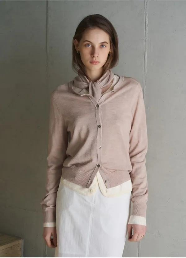 Veil Knit Cardigan & Scarf Set (3col)