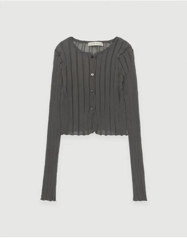 Pleats cardigan set - charcoal
