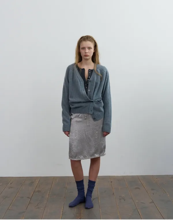 Based wool overfit cardigan - denim blue