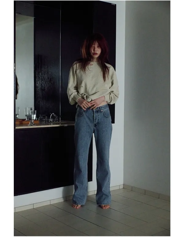 slim straight denim pants