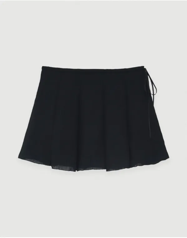 Wave chiffon skirt - black