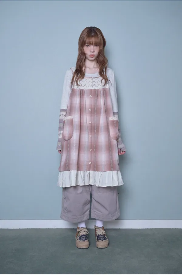 Mori button layered dress (Pink)