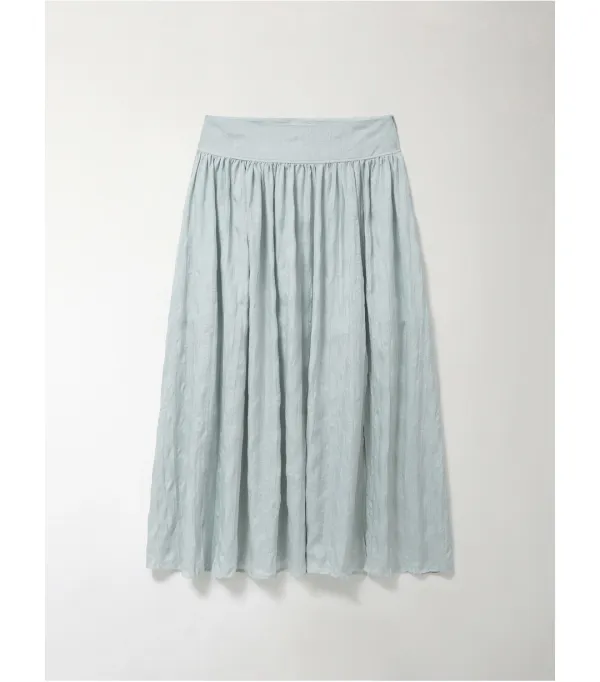 WRINKLE FLARE SLIT SKIRT_MISTY BLUE
