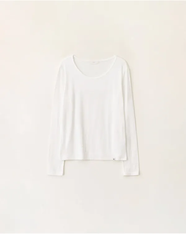 Loose U-neck long sleeve t-shirt_Ivory