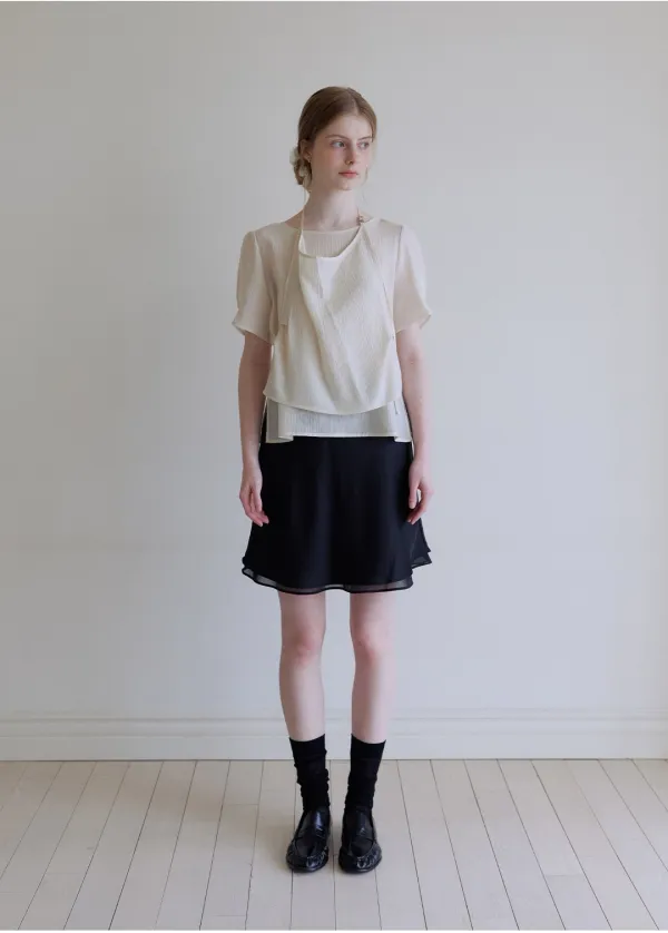Shiny layered blouse [KNSS08BL01]_Cream