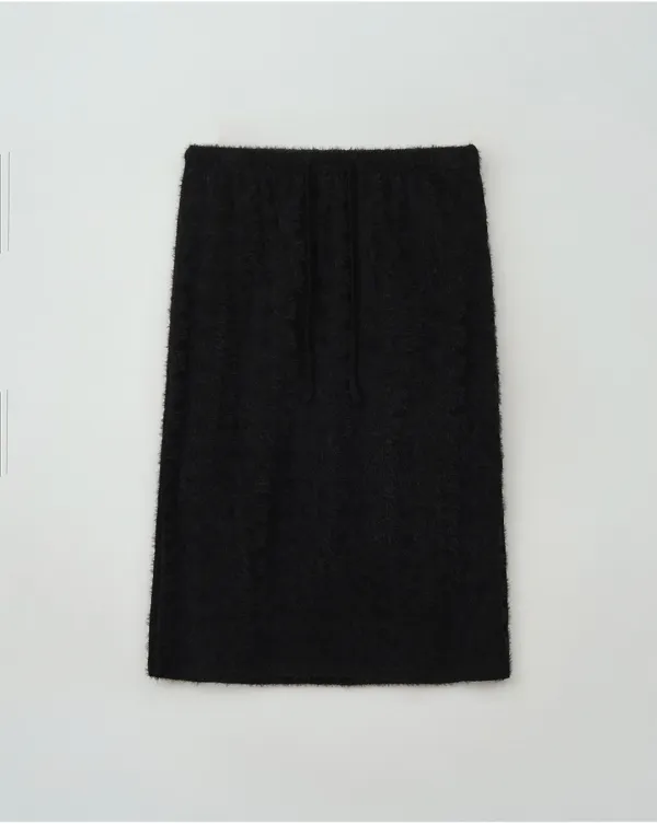 펀칭 헤어리 레이어드 스커트 - 블랙