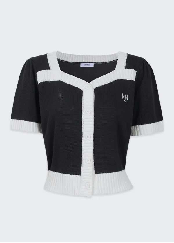  [44-120]  Elfin Line Cardigan  엘핀 라인 가디건 (여름-데일리룩-하객룩-격식룩-고급-출근룩-반소매-가디건-스퀘어넥-크롭-빅사이즈-자체제작) 