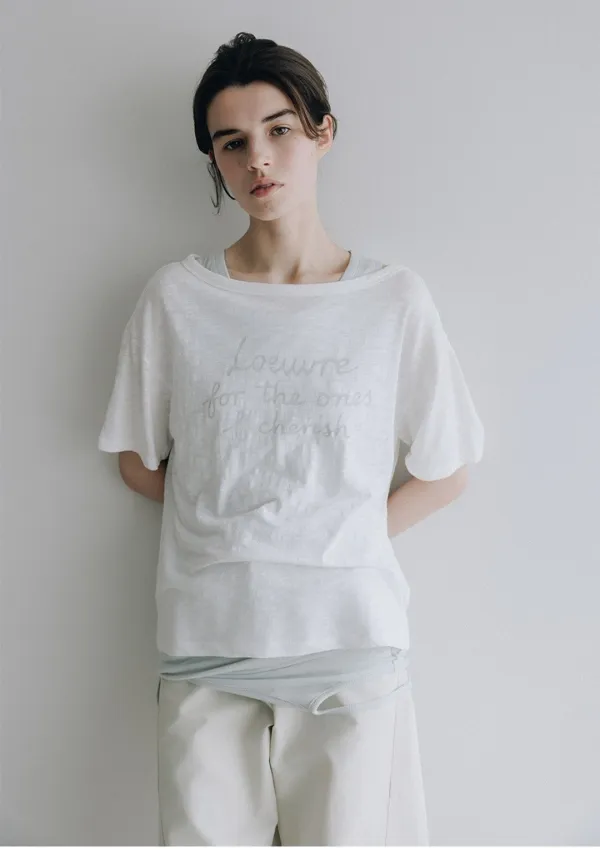 Slub Cotton Off-Shoulder Graphic T-Shirt SW6ME772_2color
