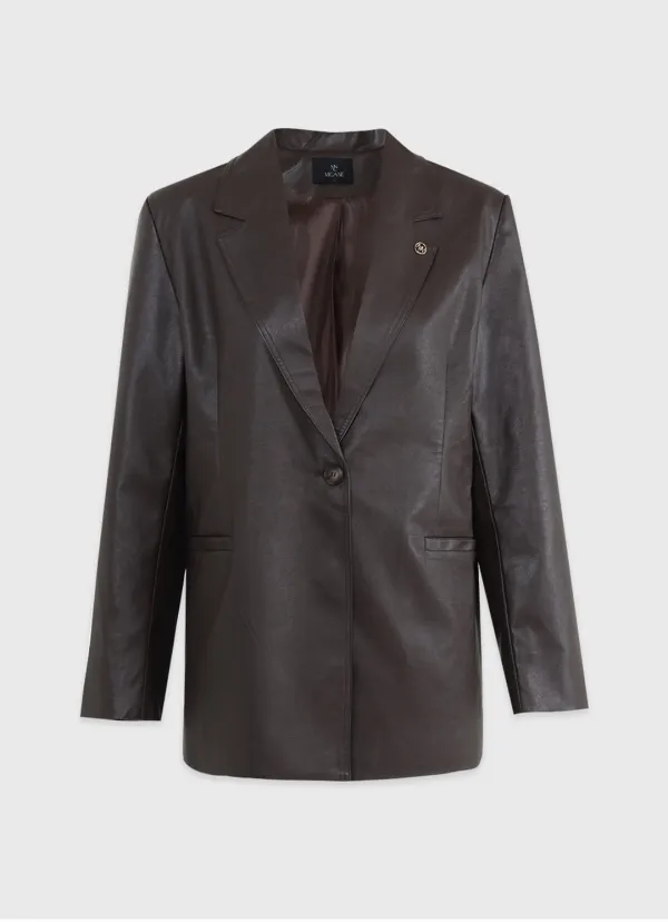 [44-120] Lambent Over Fit Leather Tailored Jacket&nbsp;(가을/봄/기본템/데일리룩/출근룩/하객룩/격식룩/데이트룩/레더자켓/가죽/아우터/클래식/오버핏/빅사이즈/자체제작)