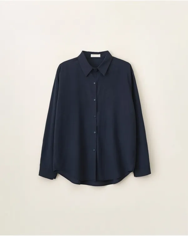 Relaxed drape long sleeve shirt_Navy