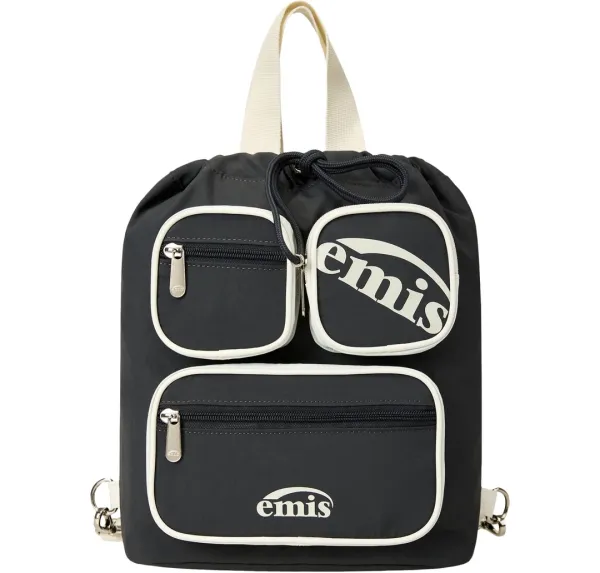 NYLON COLOR-BLOCK BACKPACK-CHARCOAL