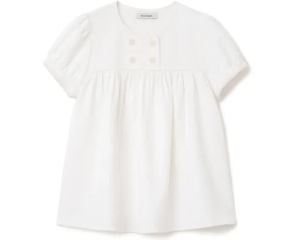 Textured Puff Blouse [White]