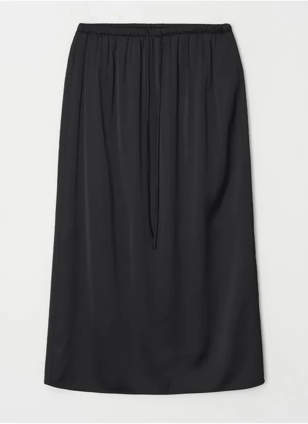silky banding skirt-black