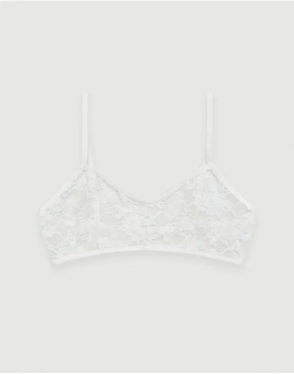 [3rd/2주이상소요] Floral mesh bra top - ivory