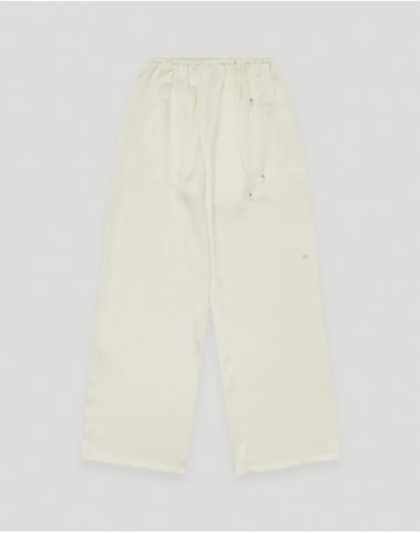 Wavy satin pants - cream