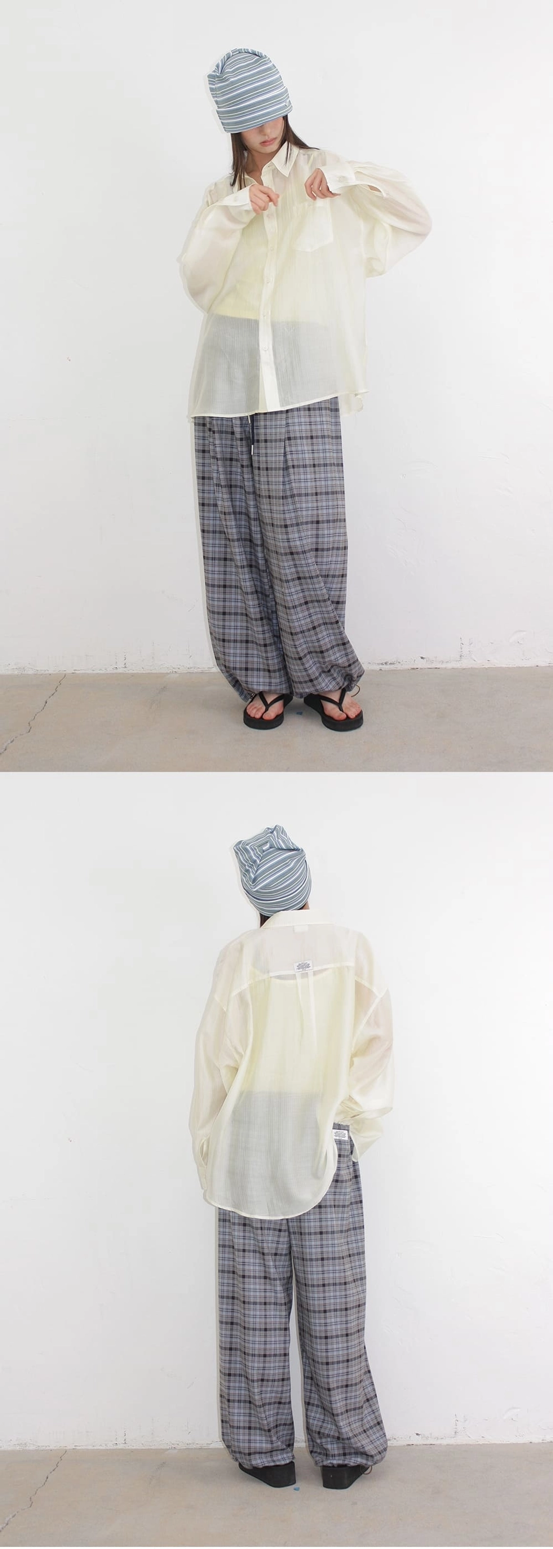 론론 SHEER BUTTON POCKET OVERSIZED SHIRT SOFT YELLOW 상품 이미지 2