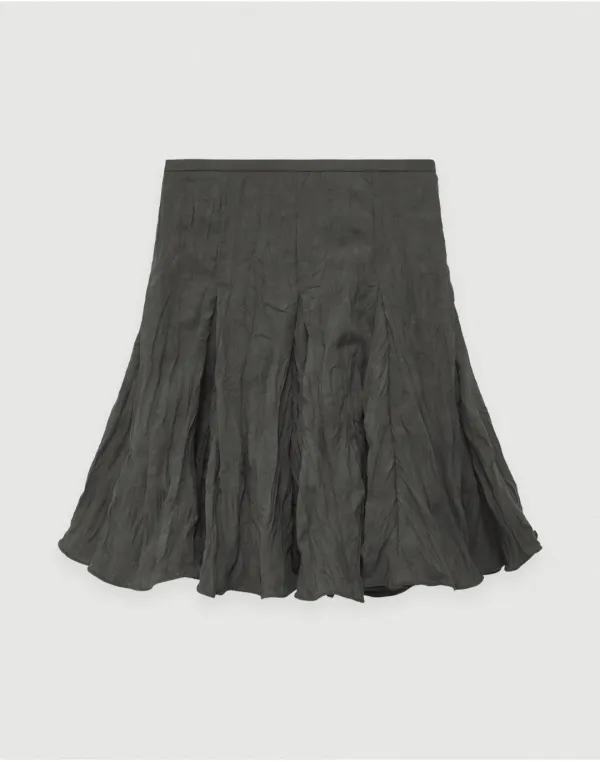 [3rd] Suede crinkle skirt - charcoal