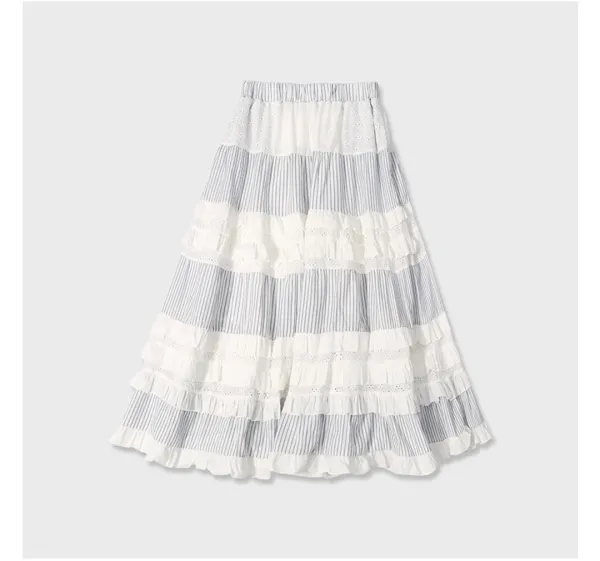 [PLZPROJECT]EYELET FRILL SKIRT, WHITE