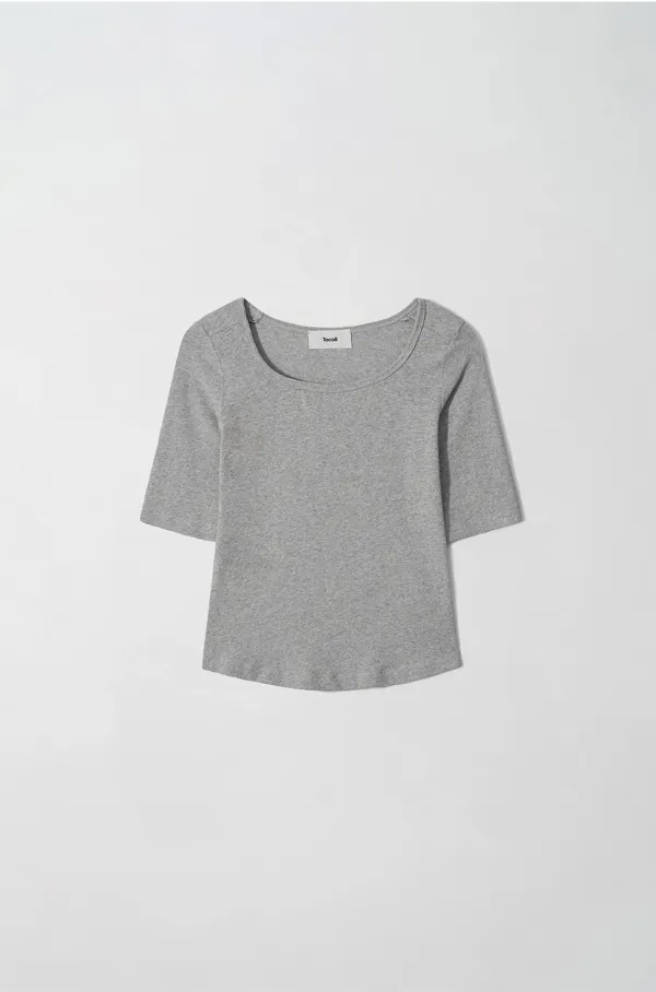 [26 Summer] Classic Square Neck Top - Gray