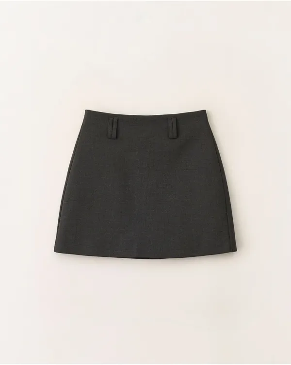 Minimal A-line belt mini skirt_Charcoal