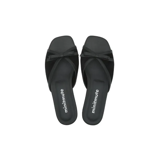 ribbon slipper - suede black