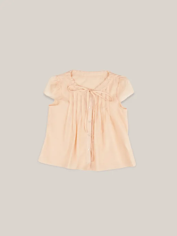 CHIFFON TIE BLOUSE  [ PINK ]