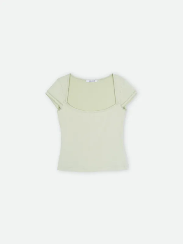 ✲ 6TH LEAF SQUARE T-SHIRT HONEYDEW GREEN