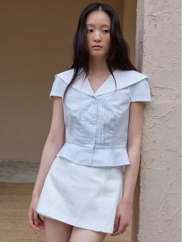Summer Sailor Peplum Blouse