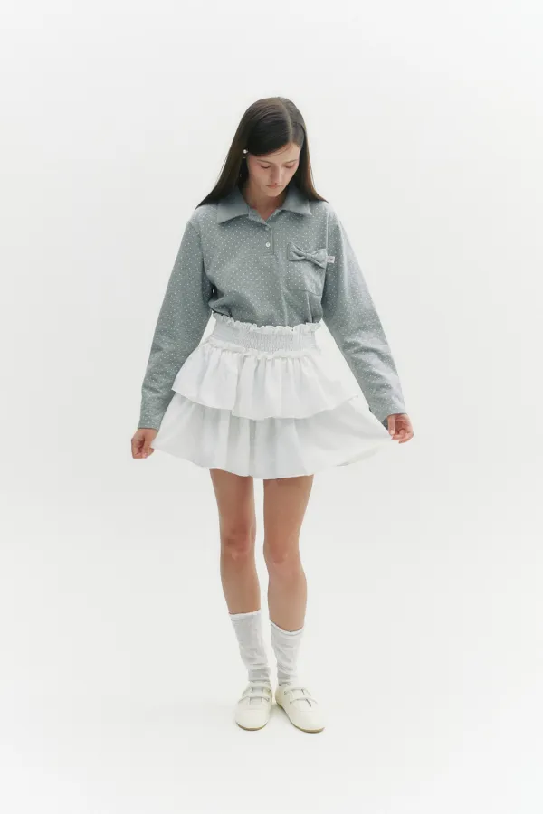 Tweed Cancan Frill Skirt White
