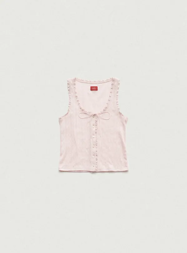 Ravioli Lace-Trim Tank Top_Pink