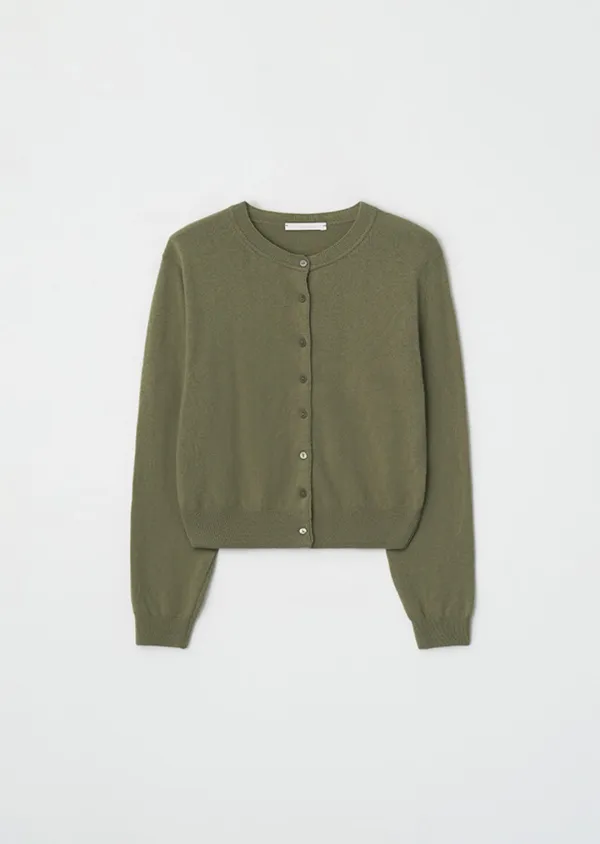 [20%] cashmere round knit cardigan-green