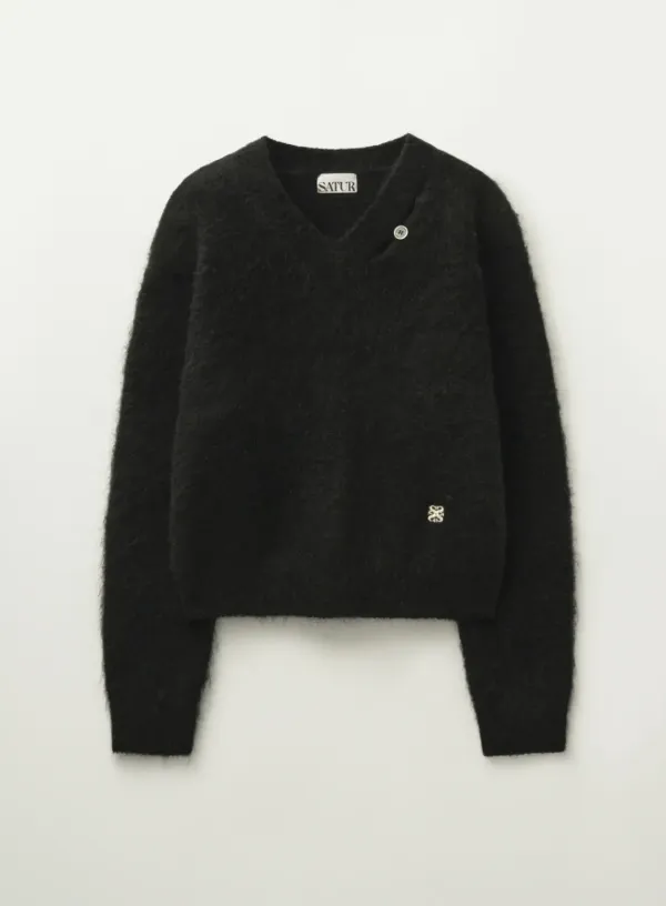(W) Essen Two Tone Mohair Blend Knit - Black