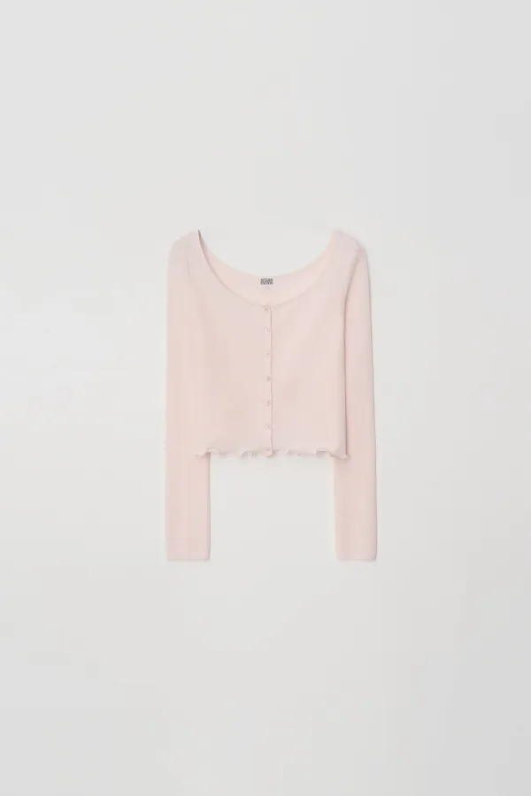 Sheer Embroidery Knit Cardigan (light pink)