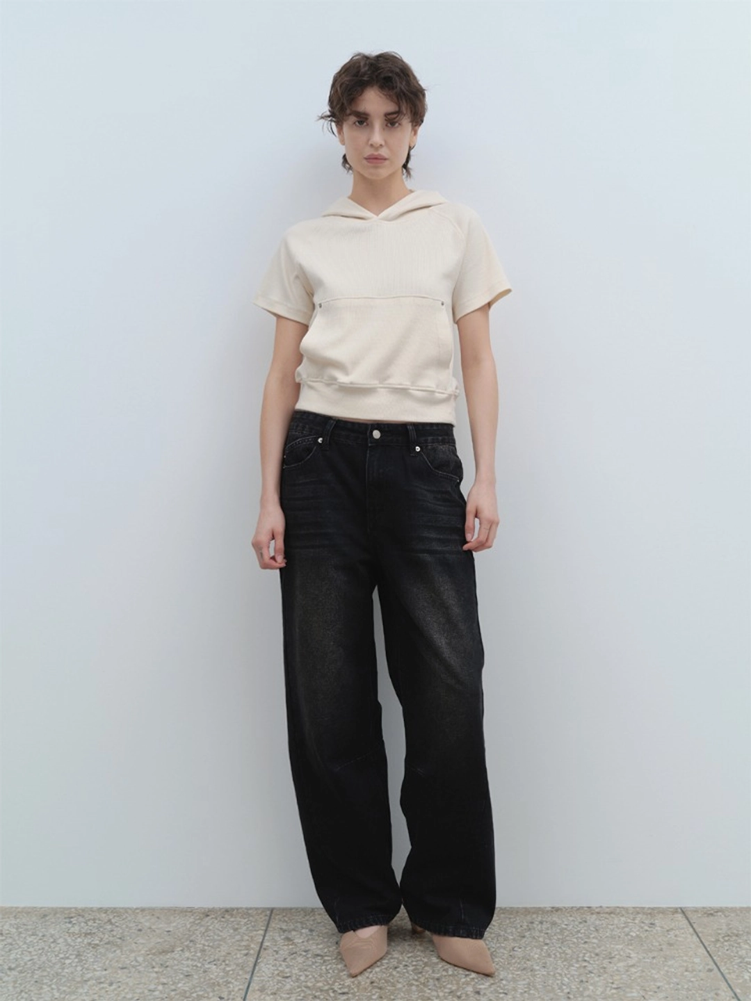 밀로 우먼 Washed Relaxed Balloon Jeans [Denim Black] 상품 이미지 2