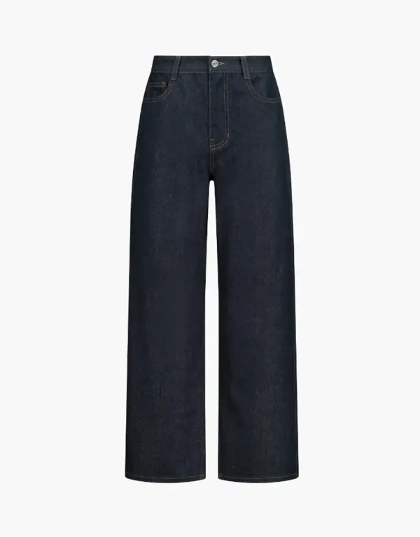 semi wide denim pants - indigo
