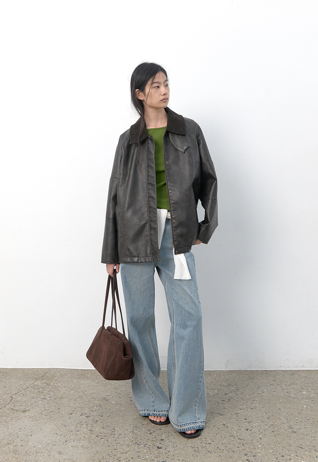 아뜰리에 나인 (JP-612)CORDUROY COLLAR LEATHER HALF JUMPER 상품 이미지 3