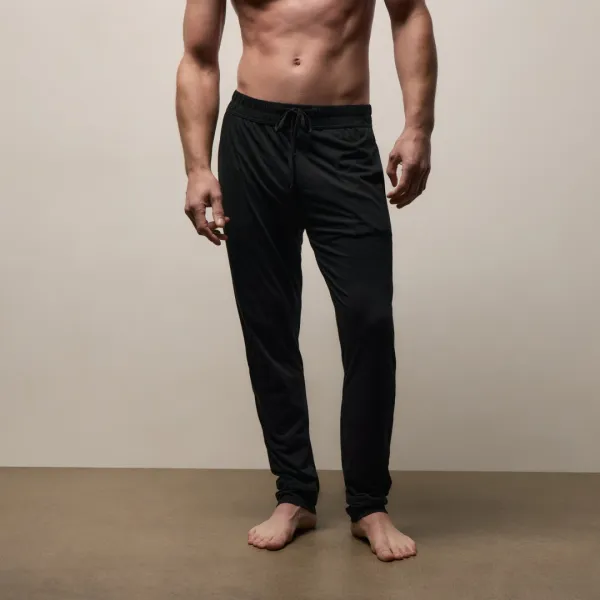 Luxe Lotus Jersey Tapered Lounge Pant - Black