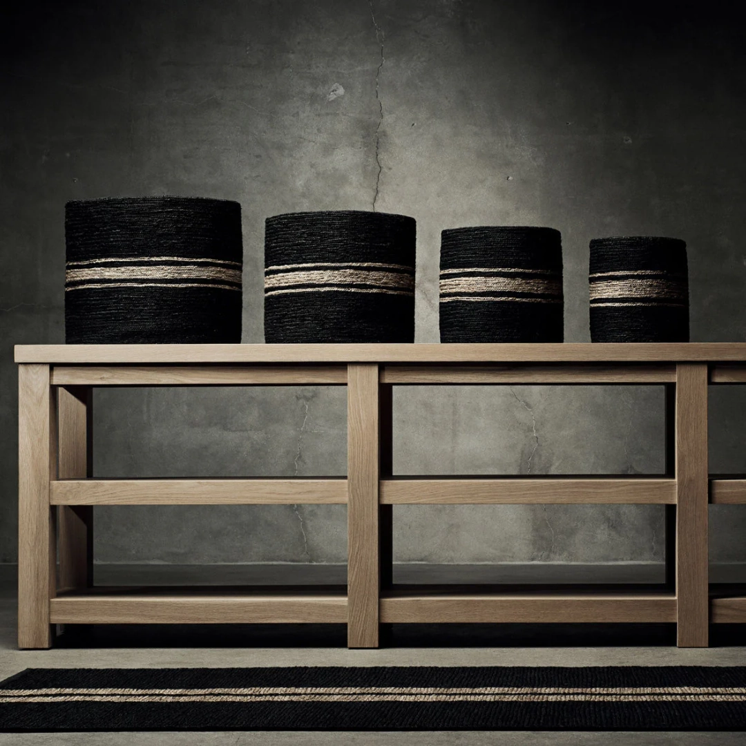 제임스펄스 Jute Basket 18 X 16 - Charcoal/Natural Stripe 상품 이미지 2