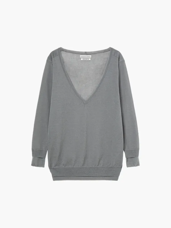 DEEP V-NECK PULLOVER_grey