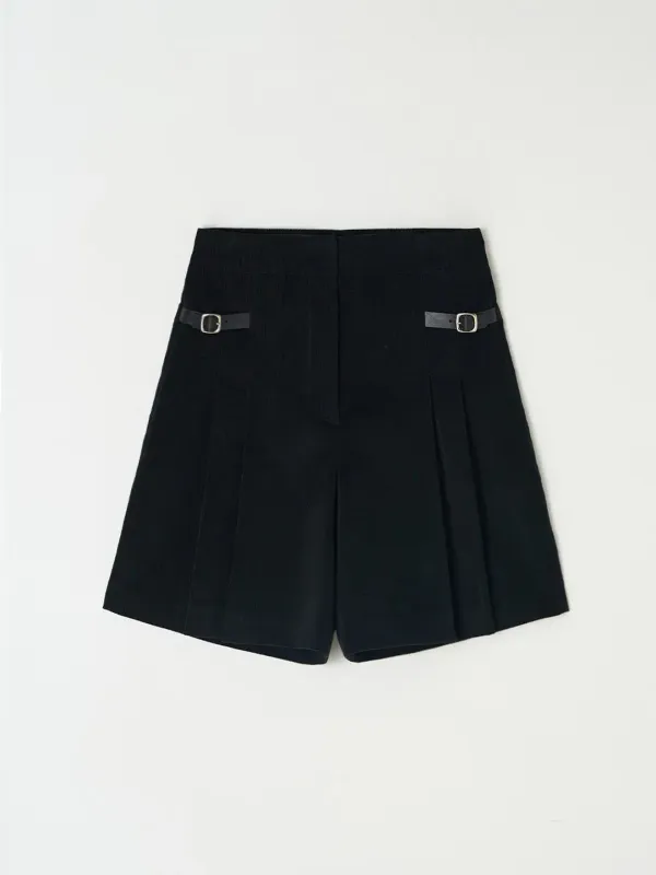 Corduroy skirt pants - Black