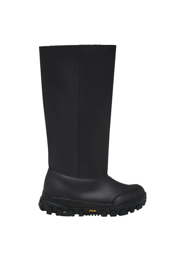 vibram shearling long boots, black