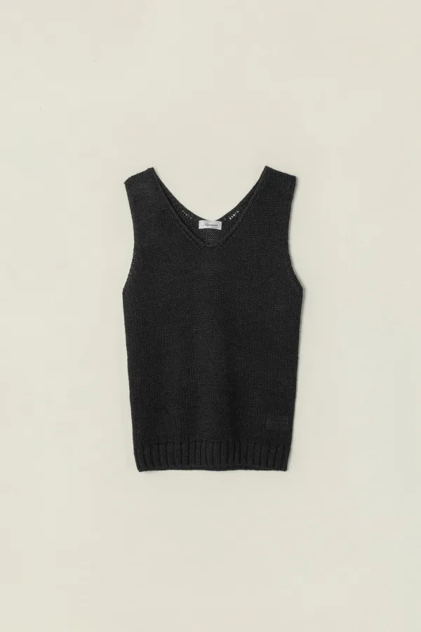 MORIN V-NECK SLEEVELESS KNIT_BLACK